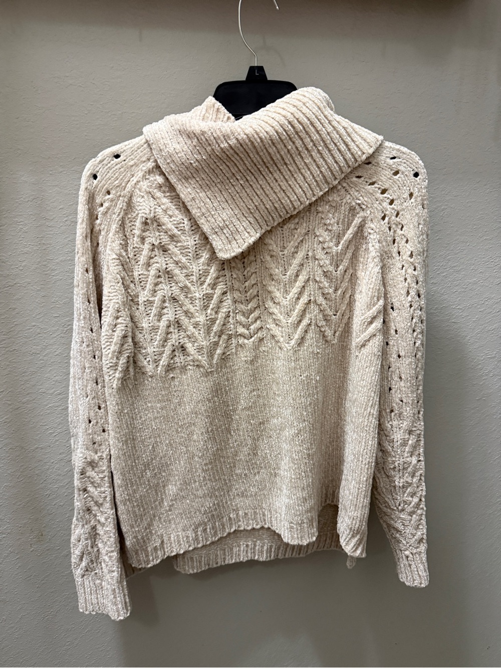Sundance Cream Cable-Stitch Cowl Neck Sweater
